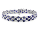 18 Carat (ctw) Lab-Created Blue and White Sapphire Bracelet in Sterling Silver (7.25 Inches)
